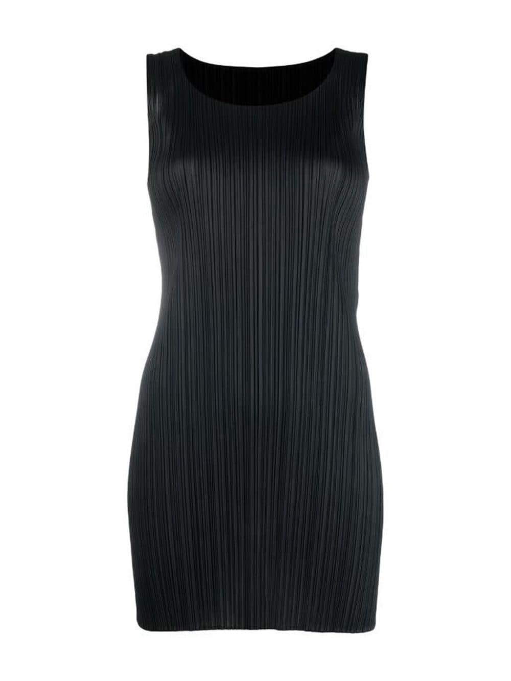 Issey Miyake Plissé Sleeveless Minidress In Black