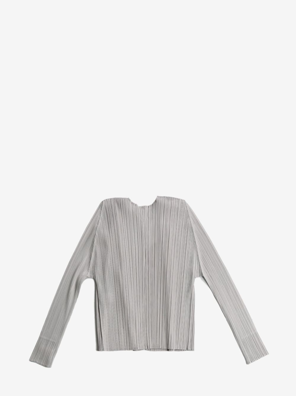 Pleats Please Issey Miyake V-neck pleated jacket - Grijs