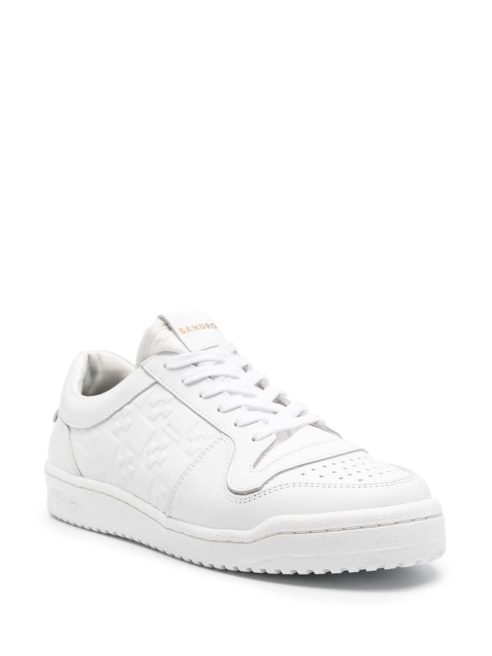 SANDRO EMBOSSED CROSS LEATHER SNEAKERS 