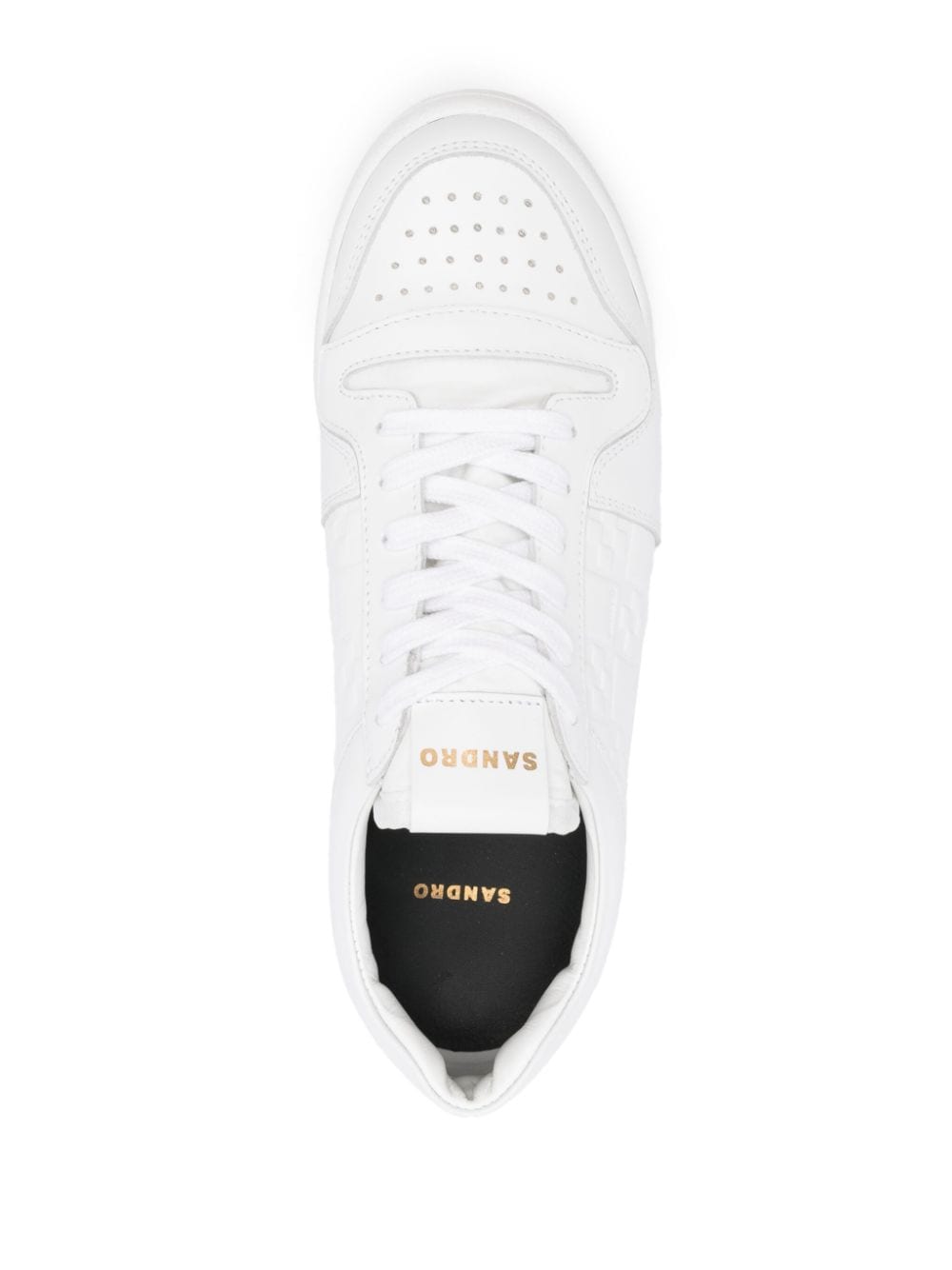 SANDRO embossed cross leather sneakers White