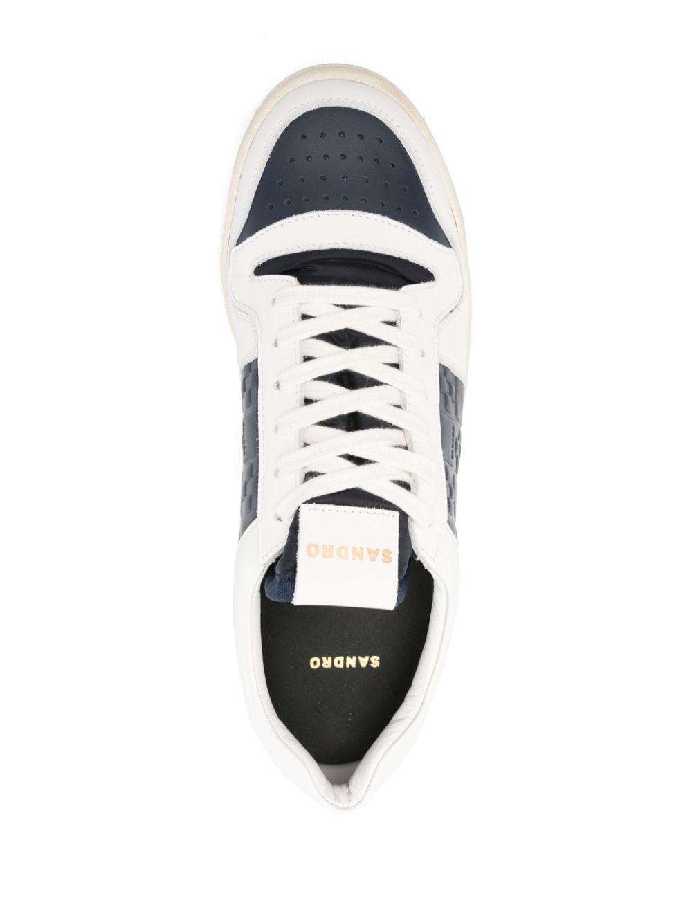 Shop Sandro Logo-embossed Sneakers In Blue