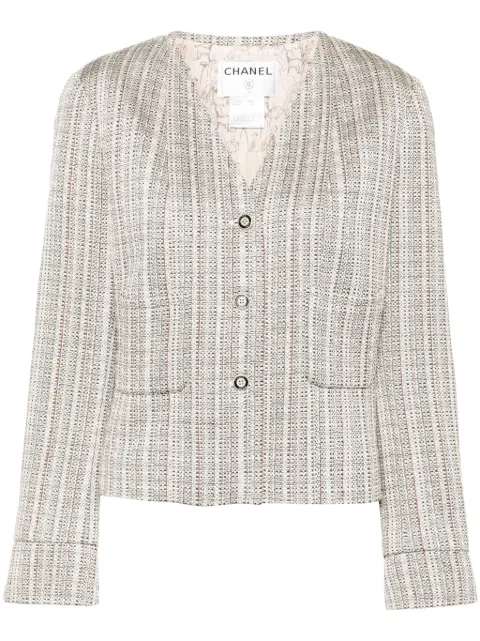 CHANEL Pre-Owned 2003 tweed collarless jacket