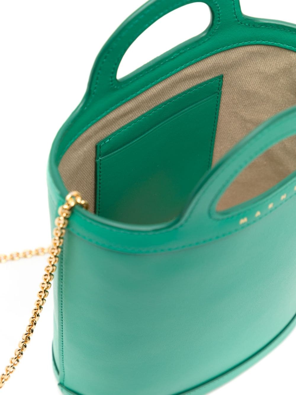 Shop Marni Tropical Nano Leather Bucket Bag In Green