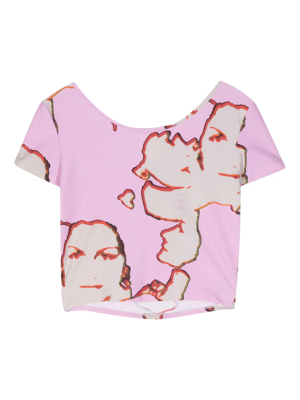 CHANEL Pre-Owned 2000 Mademoiselle-print cropped T-shirt - Roze