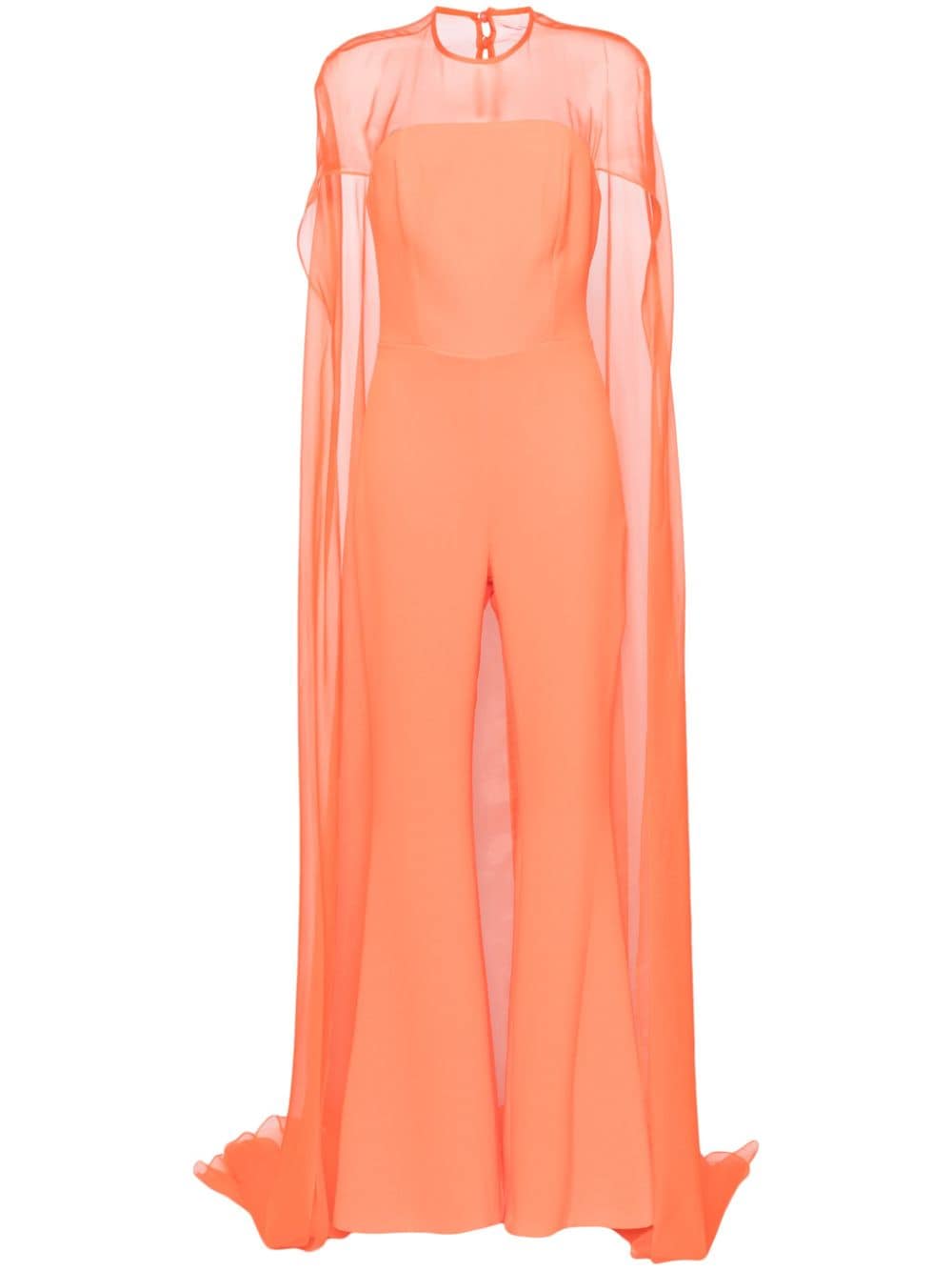 Isabel Sanchis cape-overlay silk jumpsuit - Arancione
