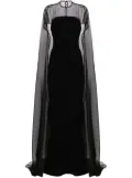 Isabel Sanchis cape-overlay silk gown - Black