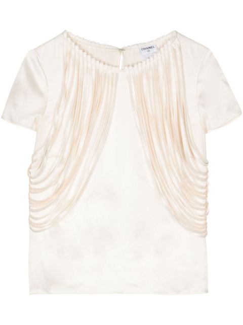 CHANEL 2000s fringed silk top Women