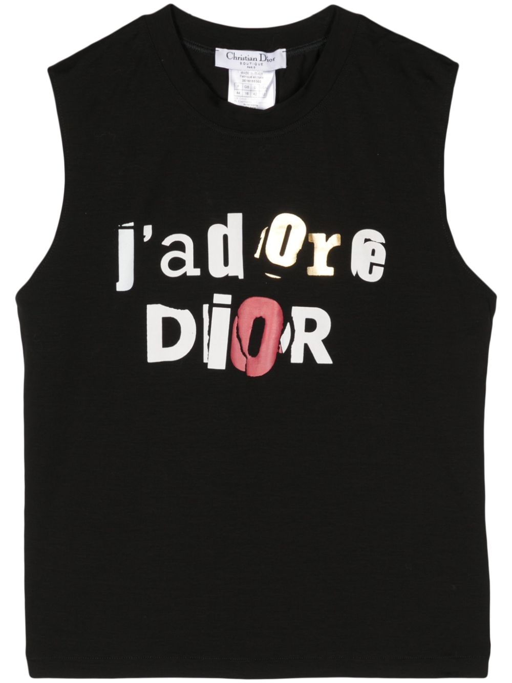 Pre-owned Dior J'adore  Cotton Tank Top In Black