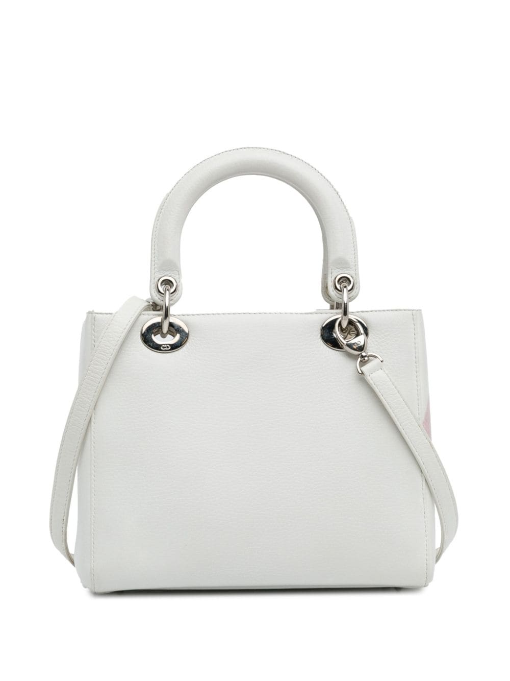 Pre-owned Dior 2014 Medium Lady  Floral Satchel In White