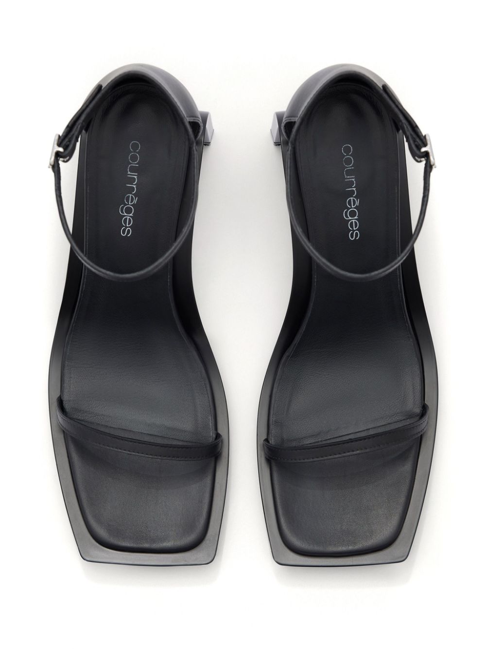 Shop Courrèges Stream 85mm Leather Sandals In Black