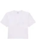 Courrèges logo-appliqué cropped T-shirt - Pink