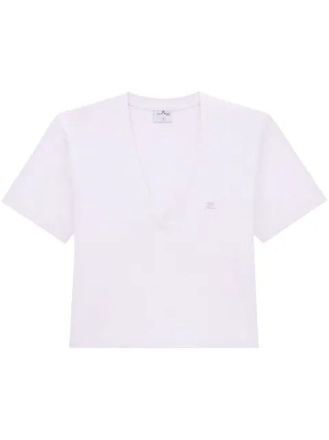 Courrèges logo-appliqué cropped T-shirt