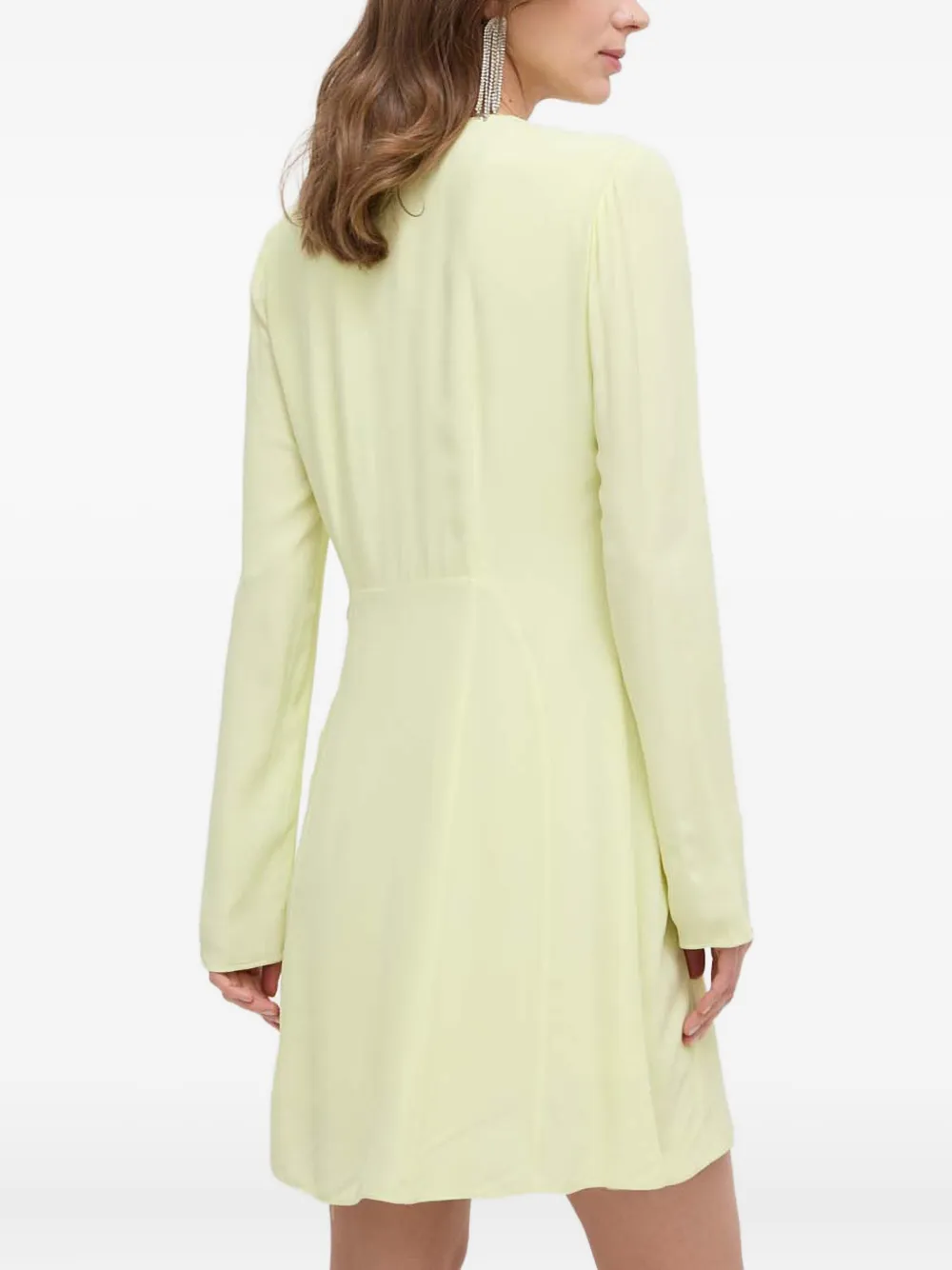 Patrizia Pepe Long-sleeve Wrap Mini Dress In Yellow
