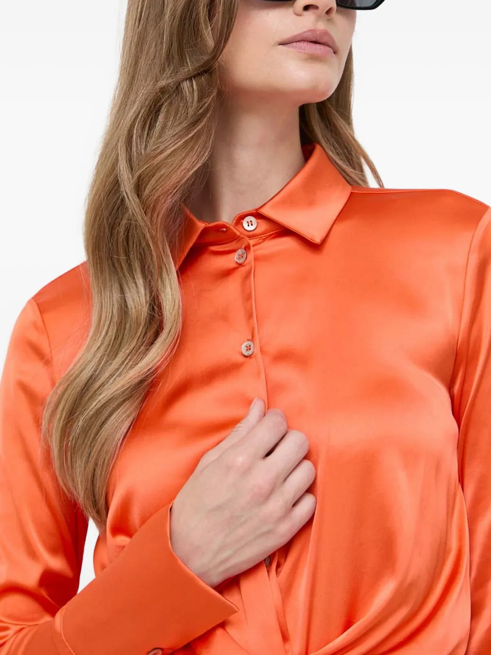 Patrizia Pepe Mini-jurk met gedraaid detail en knopen Oranje