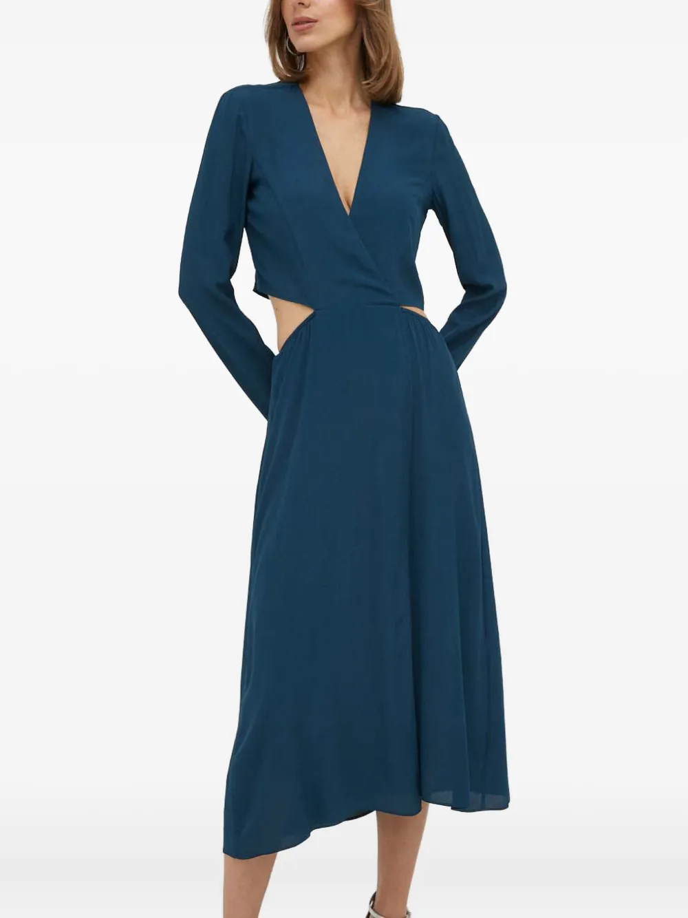 Patrizia Pepe cut-out long-sleeve midi dress - Blu