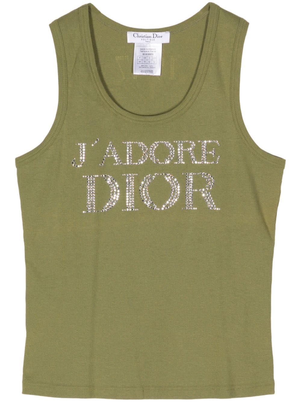 Pre-owned Dior J'adore  Rhinestone-embellished Tank Top In Green