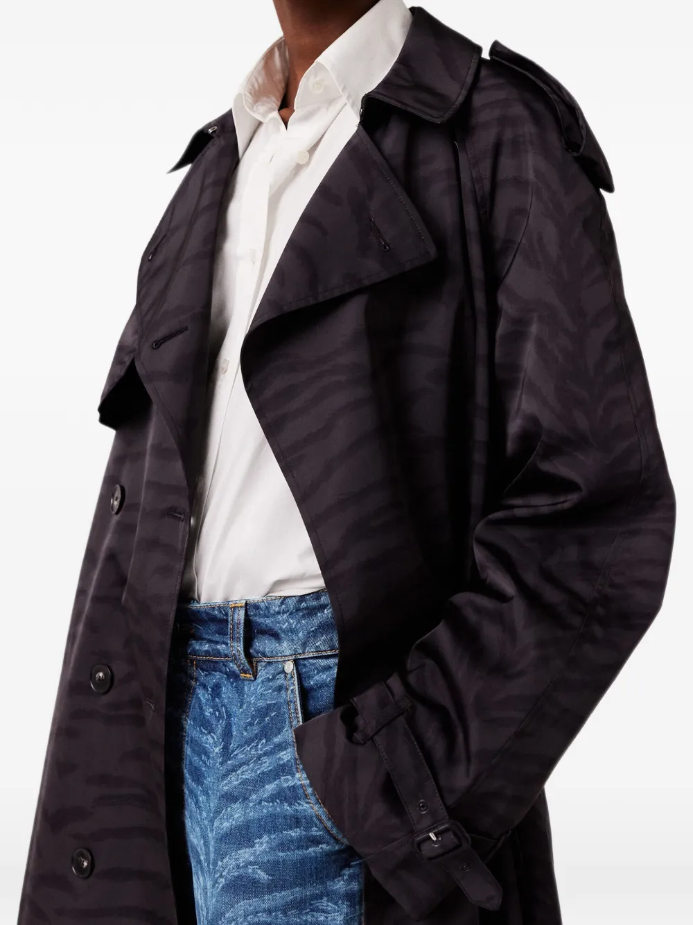 Stella McCartney Trenchcoat met tijgerprint Zwart