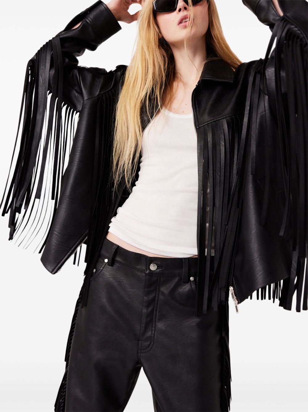 Stella McCartney fringe-detail zip-up jacket Women