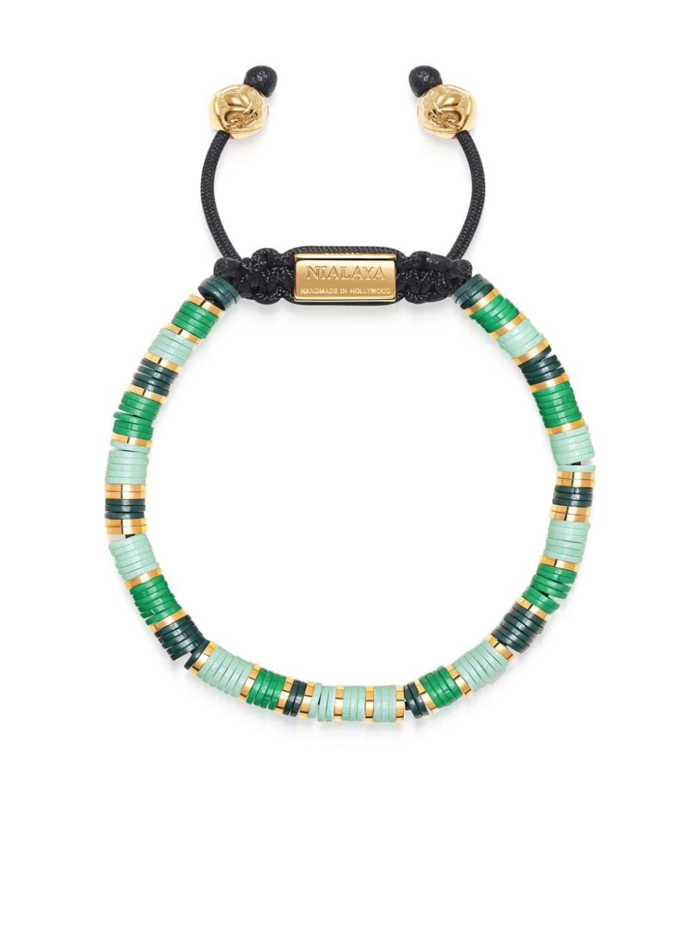 Nialaya Jewelry Bracciale con placca logo - Verde