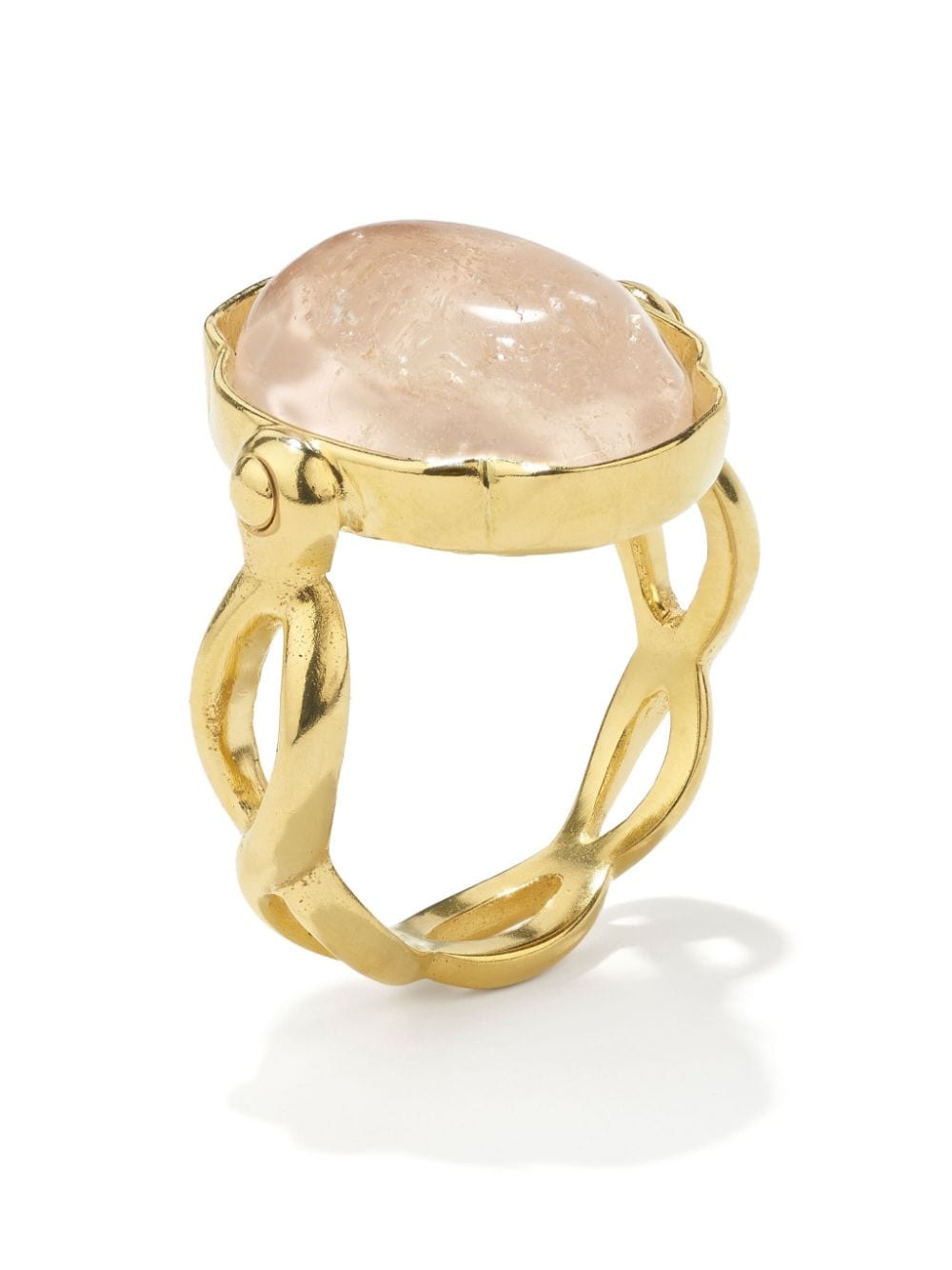 Shop Goossens 24kt Gold Plated Cabochons Crystal Ring In 金色