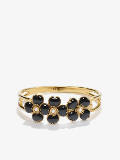 Goossens 24kt gold plated Clover quartz and pearl bracelet