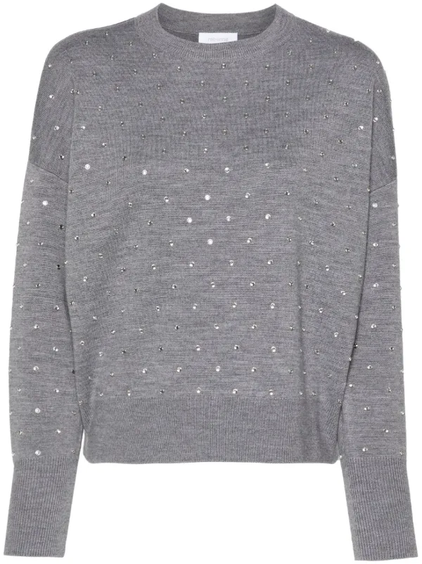 Rabanne Glass Crystal-embellished Jumper in Grey