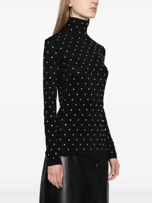 Gem-Embellished High Neckline Blouse