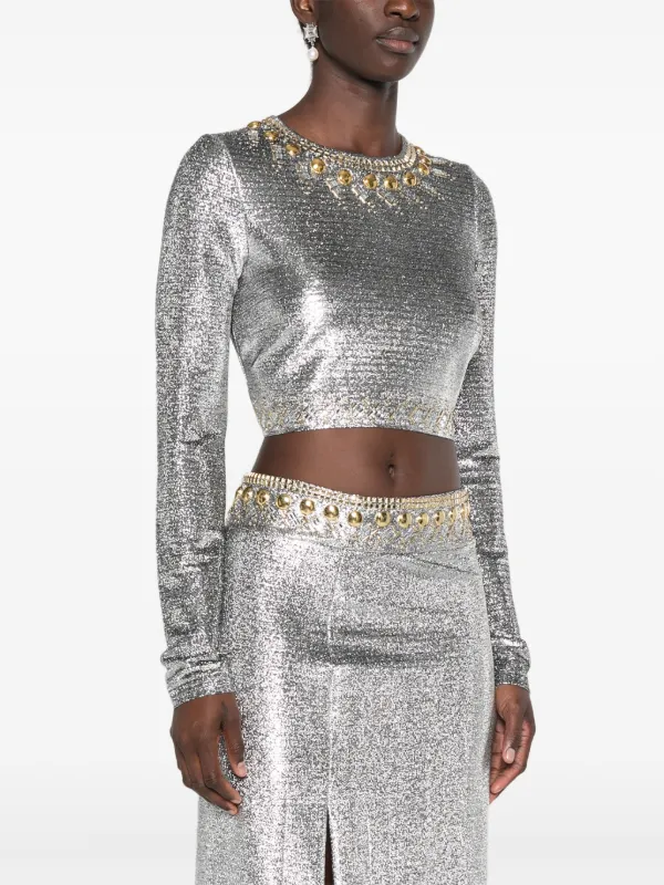 Rabanne stud-embellished Top | Silver | FARFETCH JO