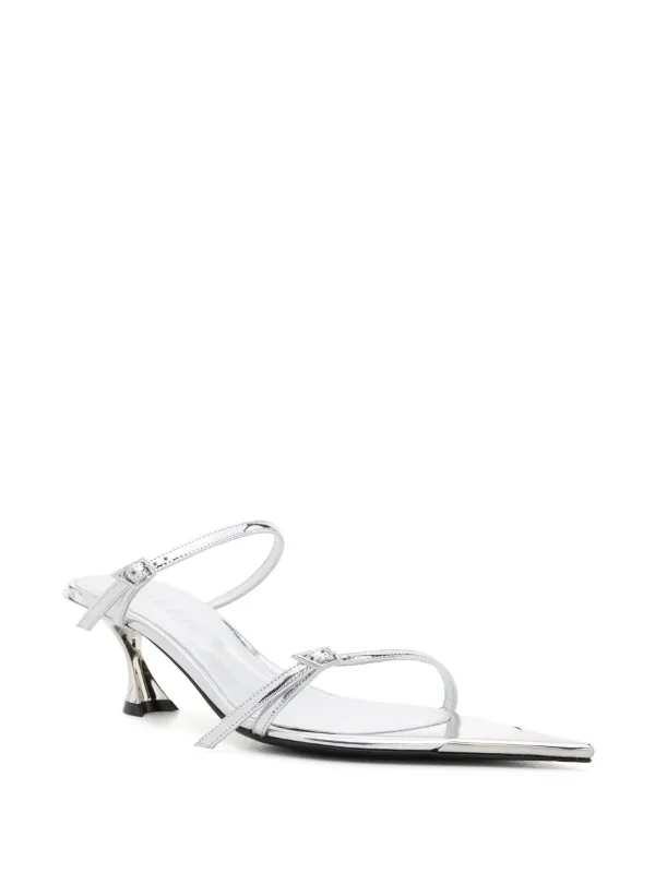 メタリックレザーミュール Mugler メタリック レザーミュール | シルバートーン | FARFETCH JP