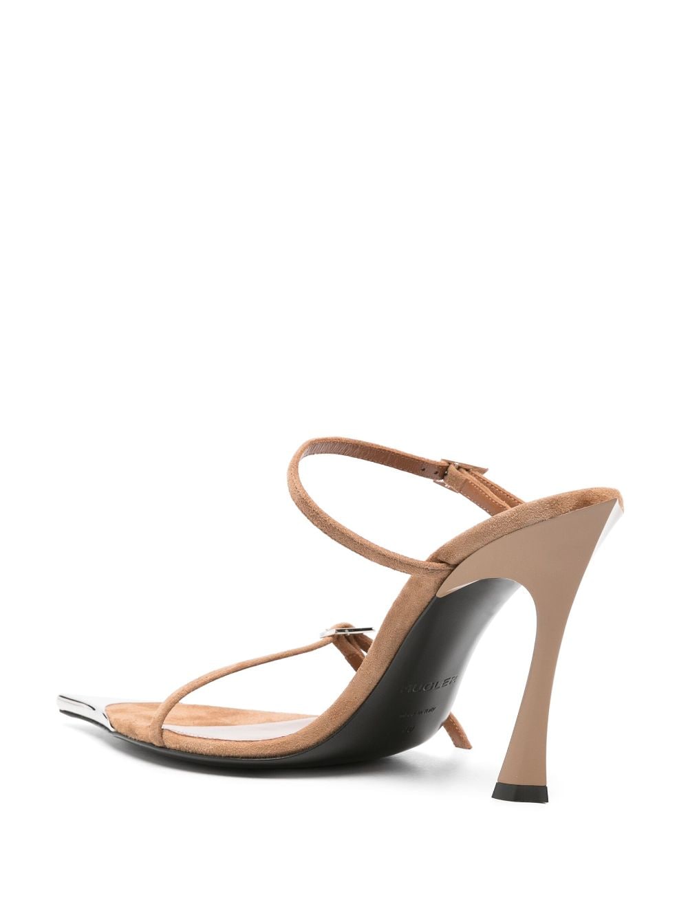 Shop Mugler 95mm Double-strap Suede Mules In Brown