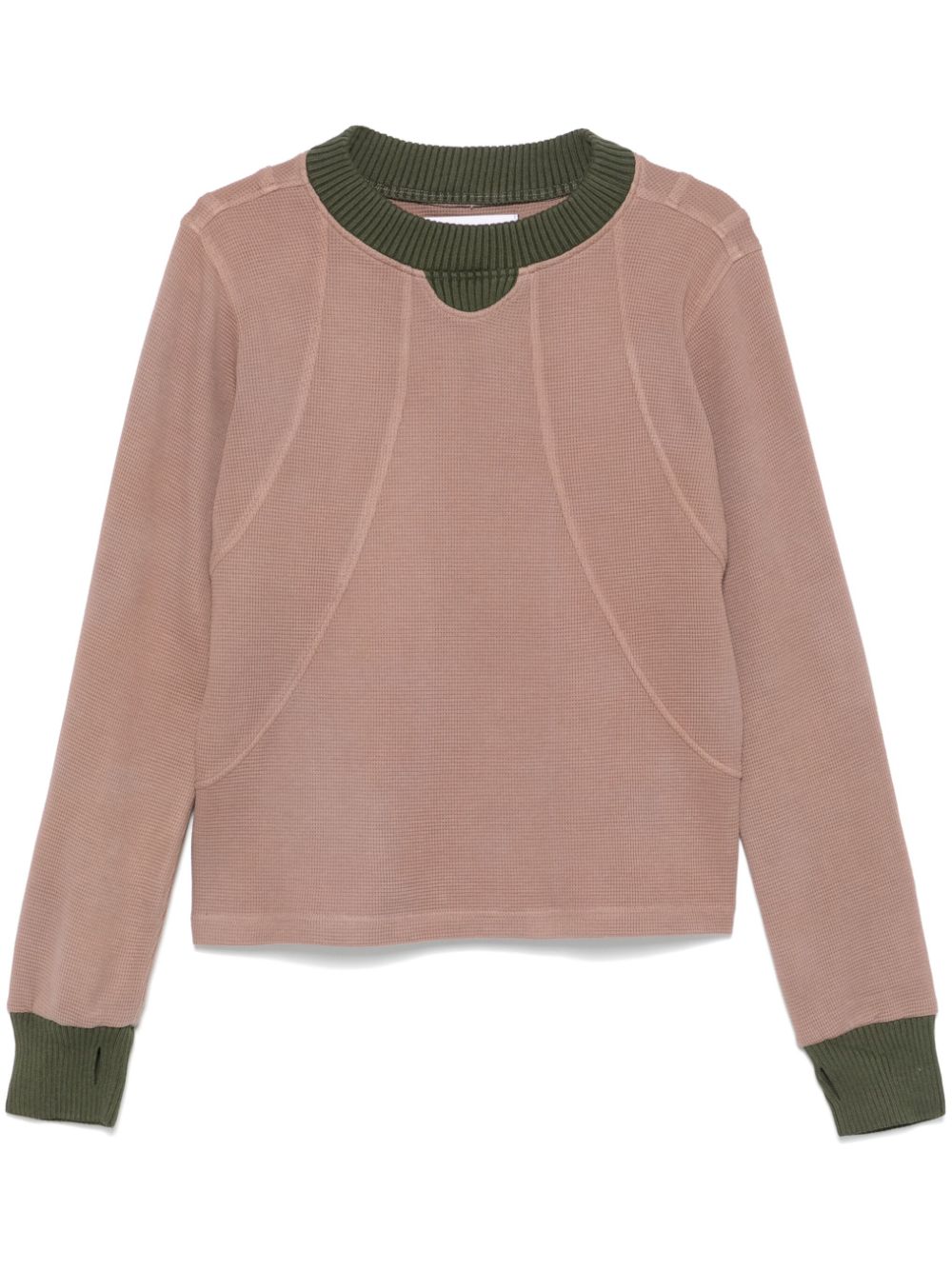 panelled waffle sweatshirt