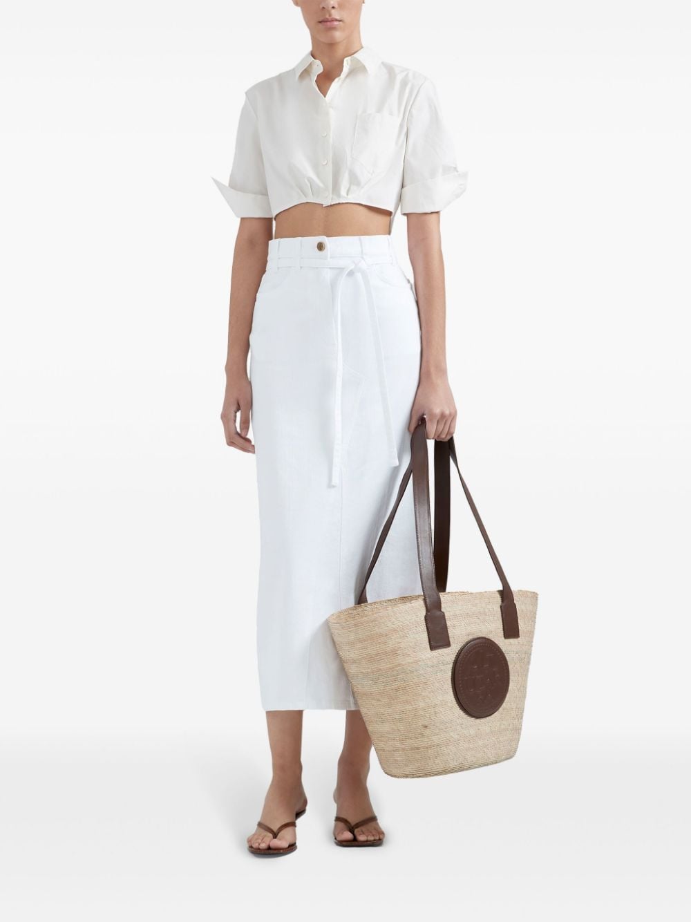 Shop Altuzarra Dean Cotton Straight Skirt In White
