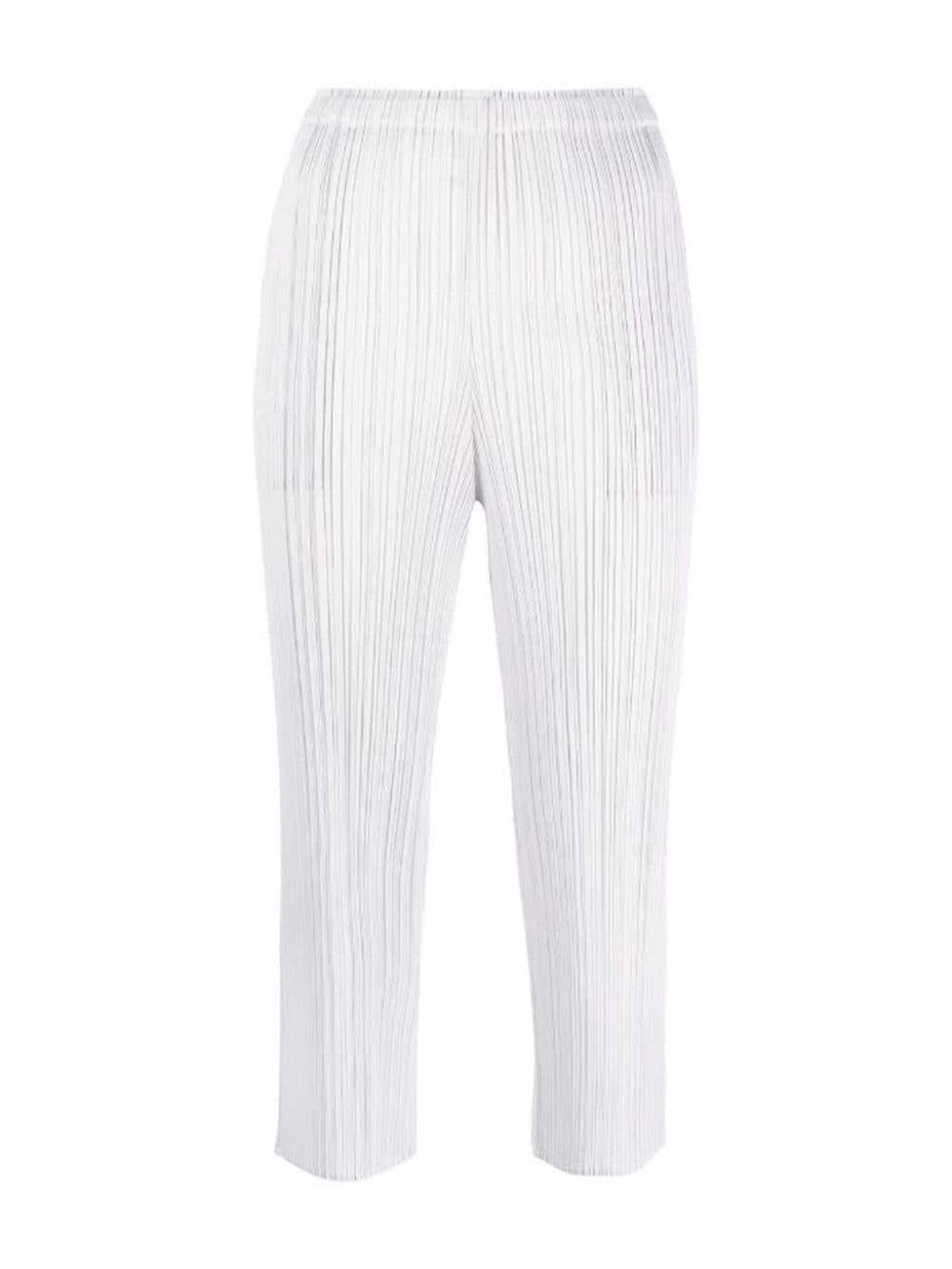 Pleats Please Issey Miyake plissé cropped trousers Wit