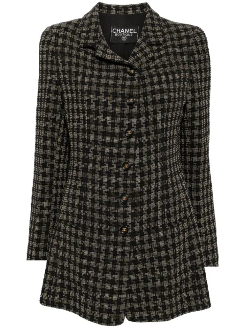 CHANEL Pre-Owned chamarra de tweed con motivo de cuadros 1990-2000