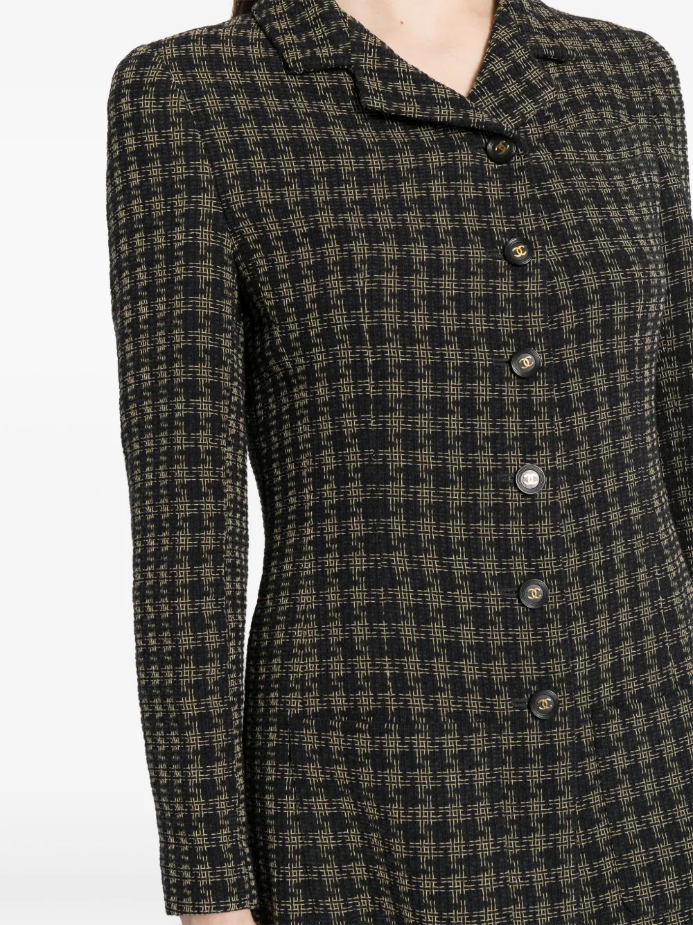 Pre-owned Chanel 1990-2000s Checked Tweed Jacket In Black