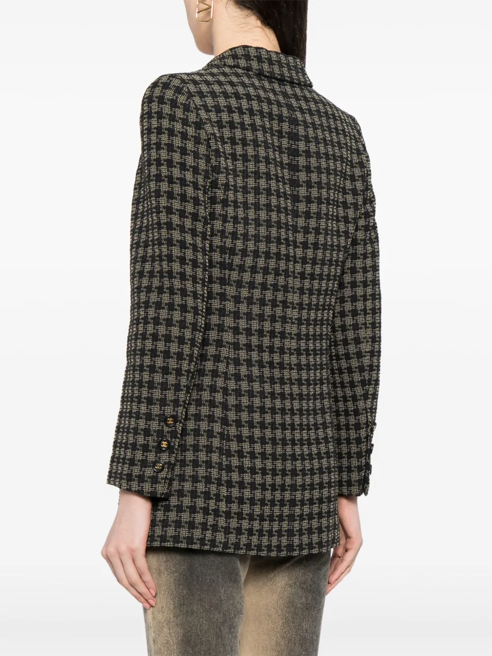 Pre-owned Chanel 1990-2000s Checked Tweed Jacket In Black
