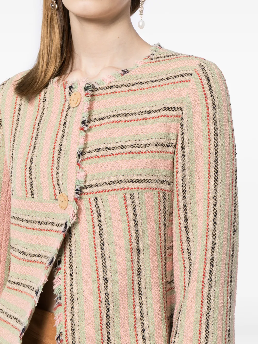 Pre-owned Chanel 2000 Striped Single-breasted Jacket In Neutrals