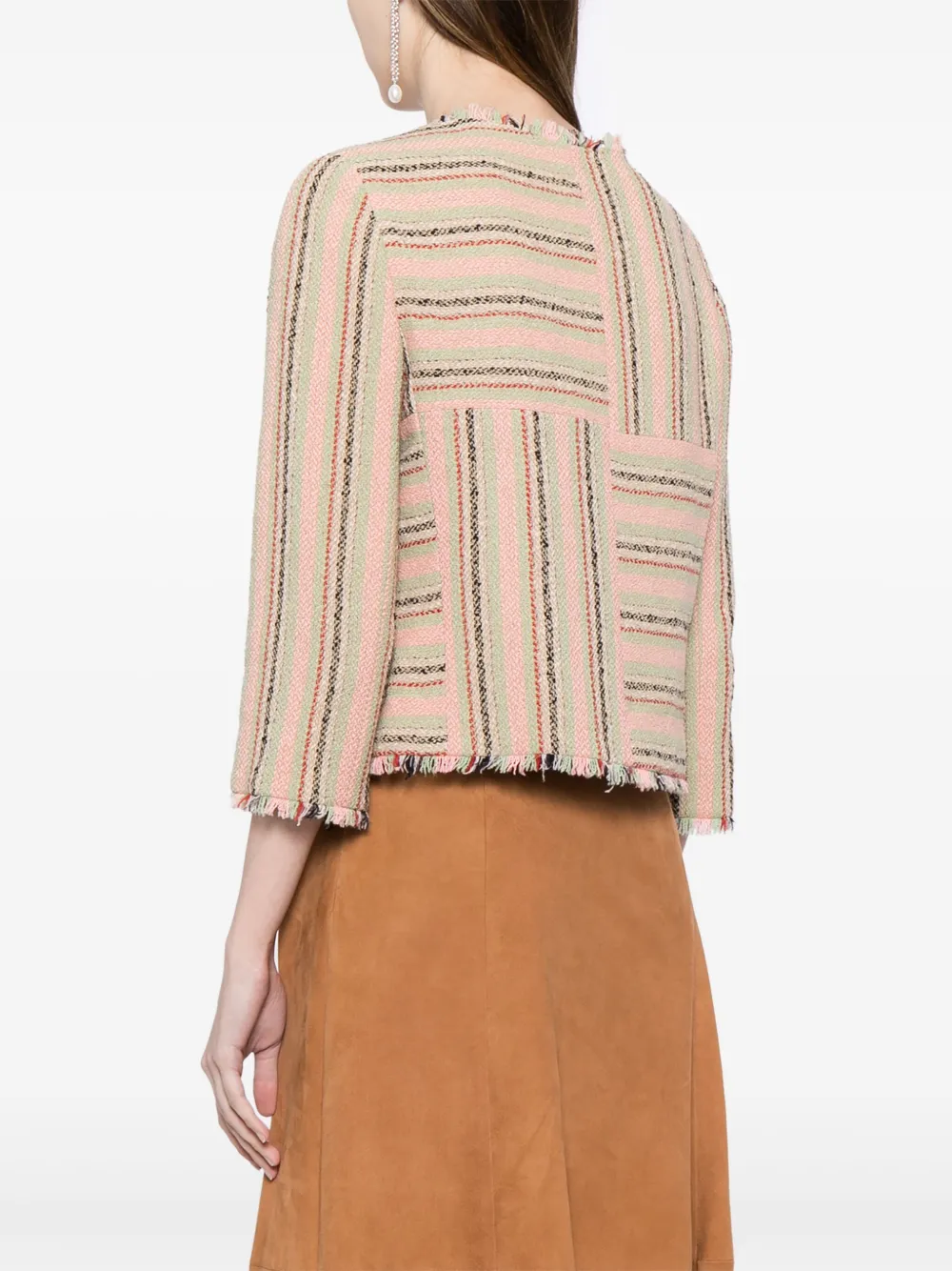 Pre-owned Chanel 2000 Striped Single-breasted Jacket In Neutrals