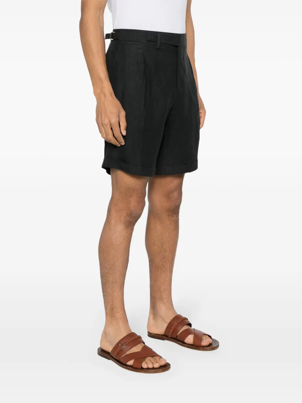 Shop Briglia 1949 Linen Tailored Shorts In Black