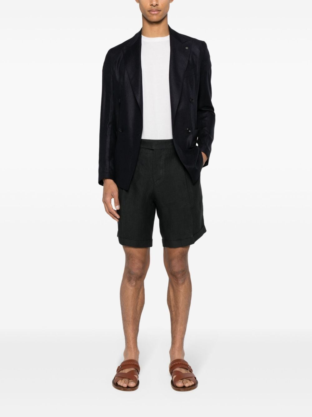 Shop Briglia 1949 Linen Tailored Shorts In Black