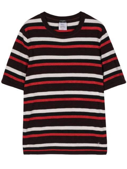 CHANEL 2000 striped short-sleeve T-shirt Women