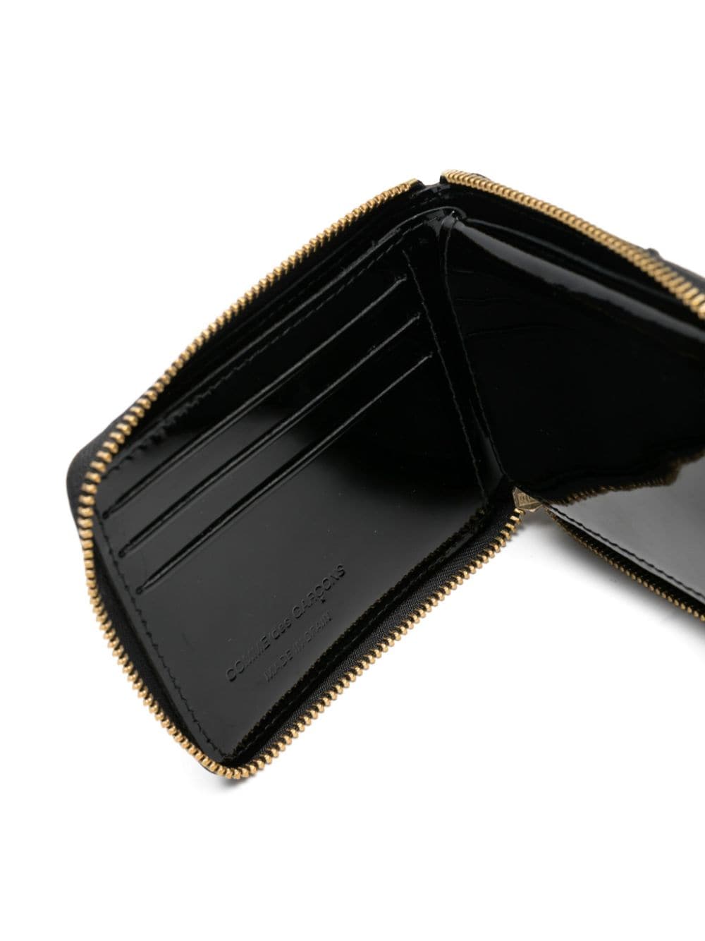 Shop Comme Des Garçons Reversed Hem Leather Wallet In Black