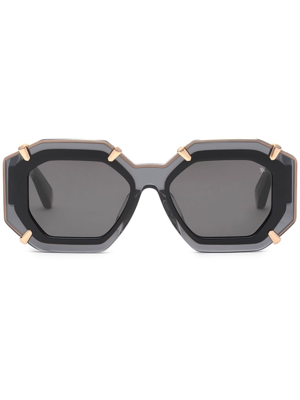 Philipp Plein Supreme Geometric-frame Sunglasses In Black