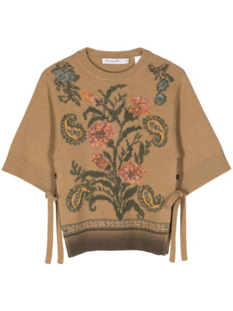 Christian Dior floral-jacquard wool top Women