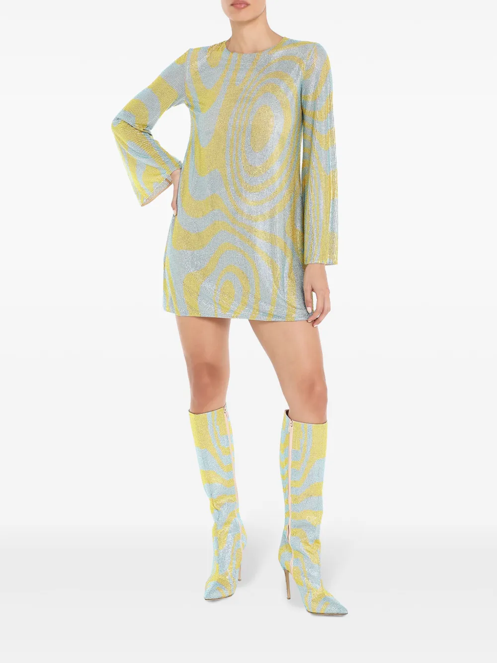 Celia Kritharioti Mini-jurk verfraaid met kristallen - Geel