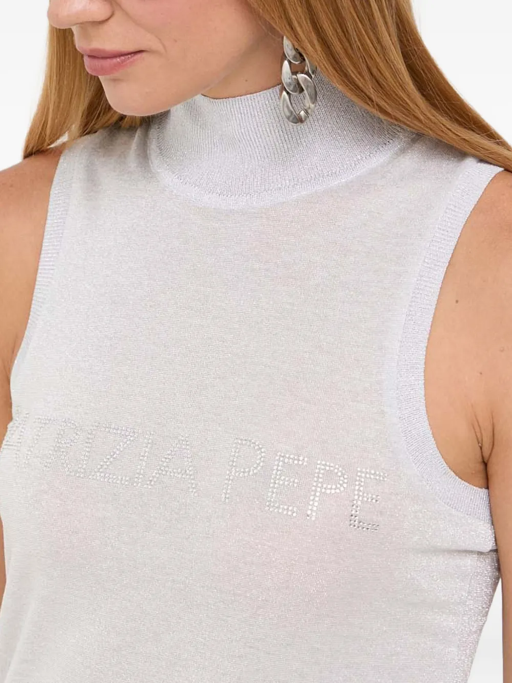 Patrizia Pepe Verfraaide top met hoge hals Grijs