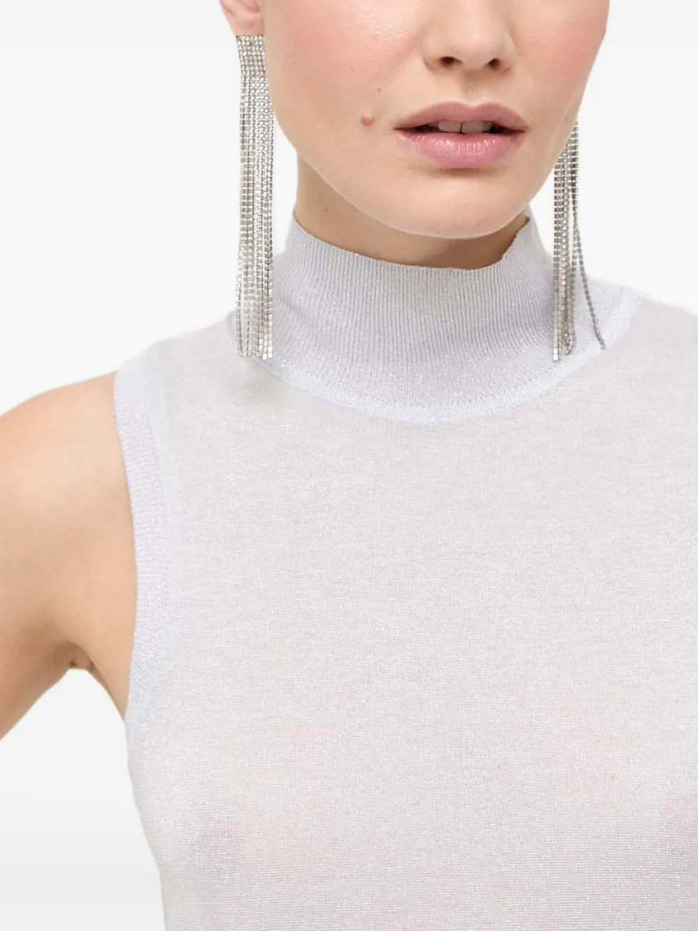 Patrizia Pepe Verfraaide top met hoge hals Grijs