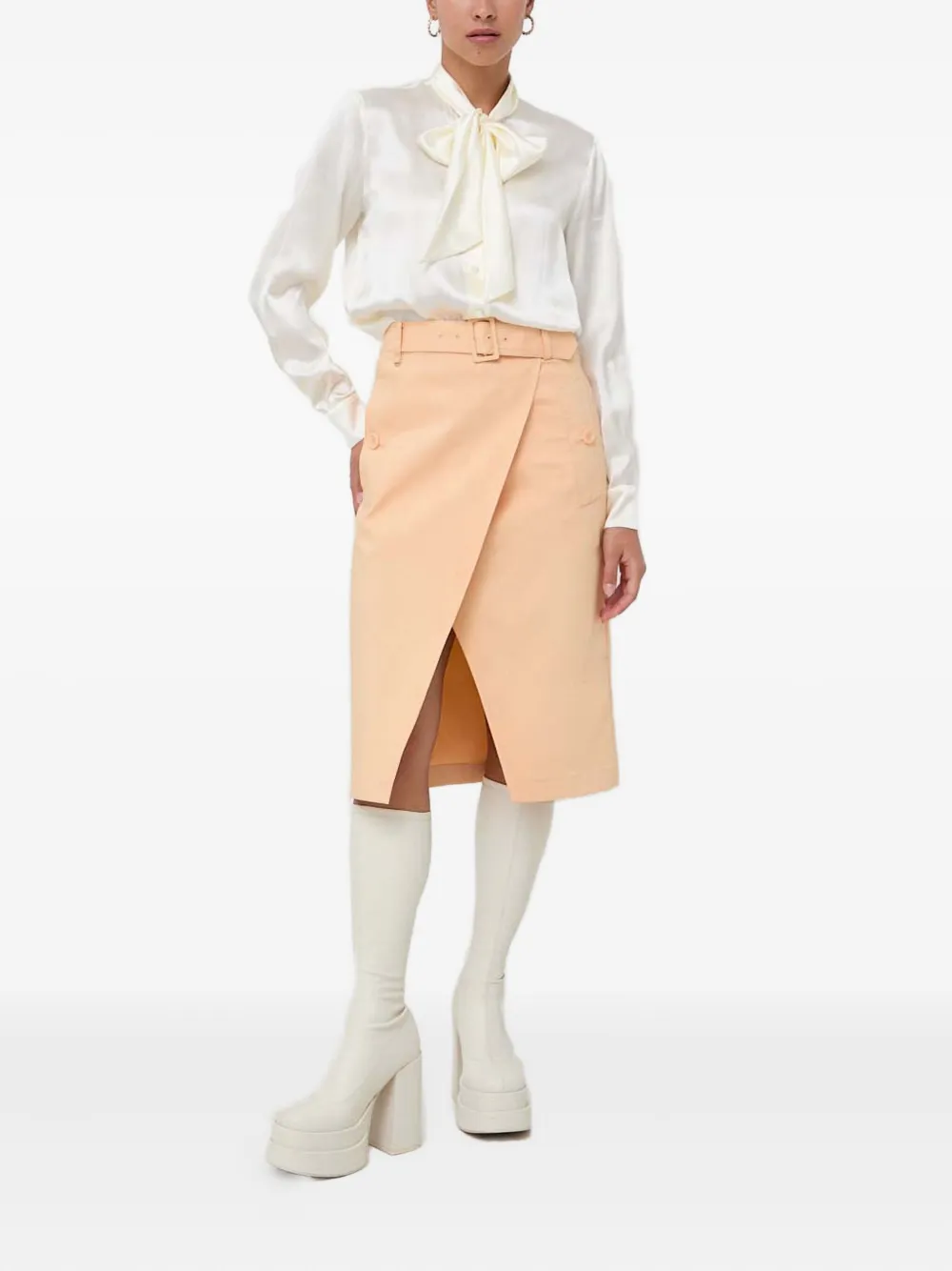 Patrizia Pepe Wikkelrok met ceintuur - Beige