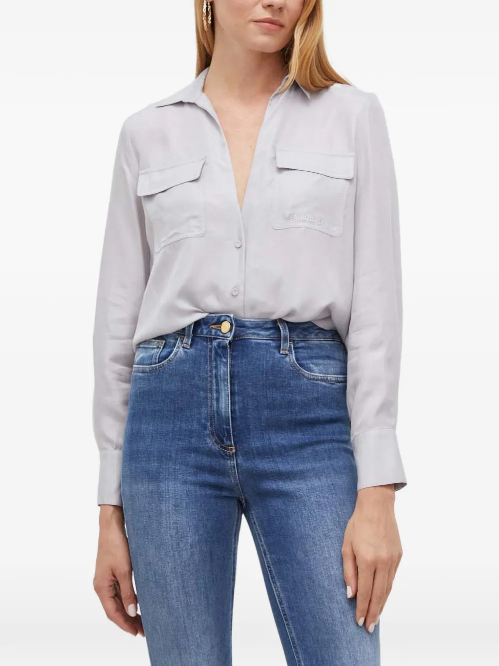 Patrizia Pepe patch-pocket collared shirt - Grau