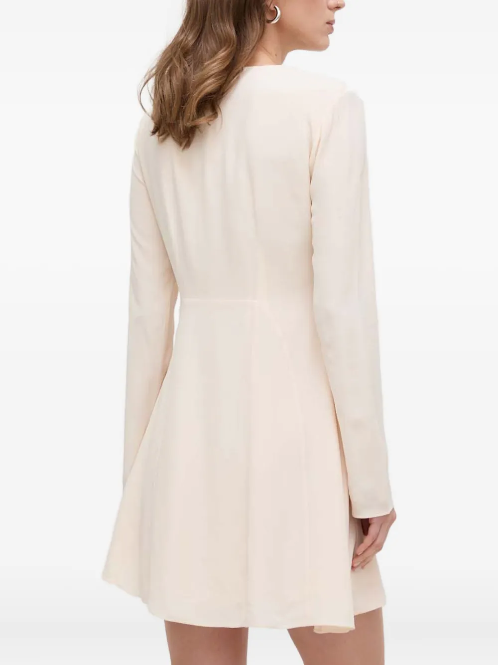 Patrizia Pepe V-neck Long-sleeve Mini Dress In Neutral
